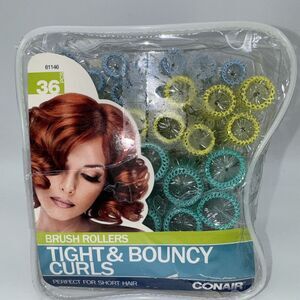 Conair 36ct Brush Rollers Pack Of Tight & Bouncy Brush Hair‎ Curlers Short Hair